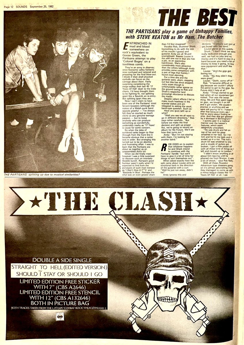 ZoundsAbound's tweet photo. Steve Keaton interviews Bridgend punksters, #ThePartisans on the verge of a slow motion break up.
Dave McCullough meets up with #SecretSeven & discuss all things Northern.
Michael Roots rounds up this week’s Reggae news.
@SteveMay_UK
Sounds Sep 25th 1982 https://t.co/kI3e26dHfM