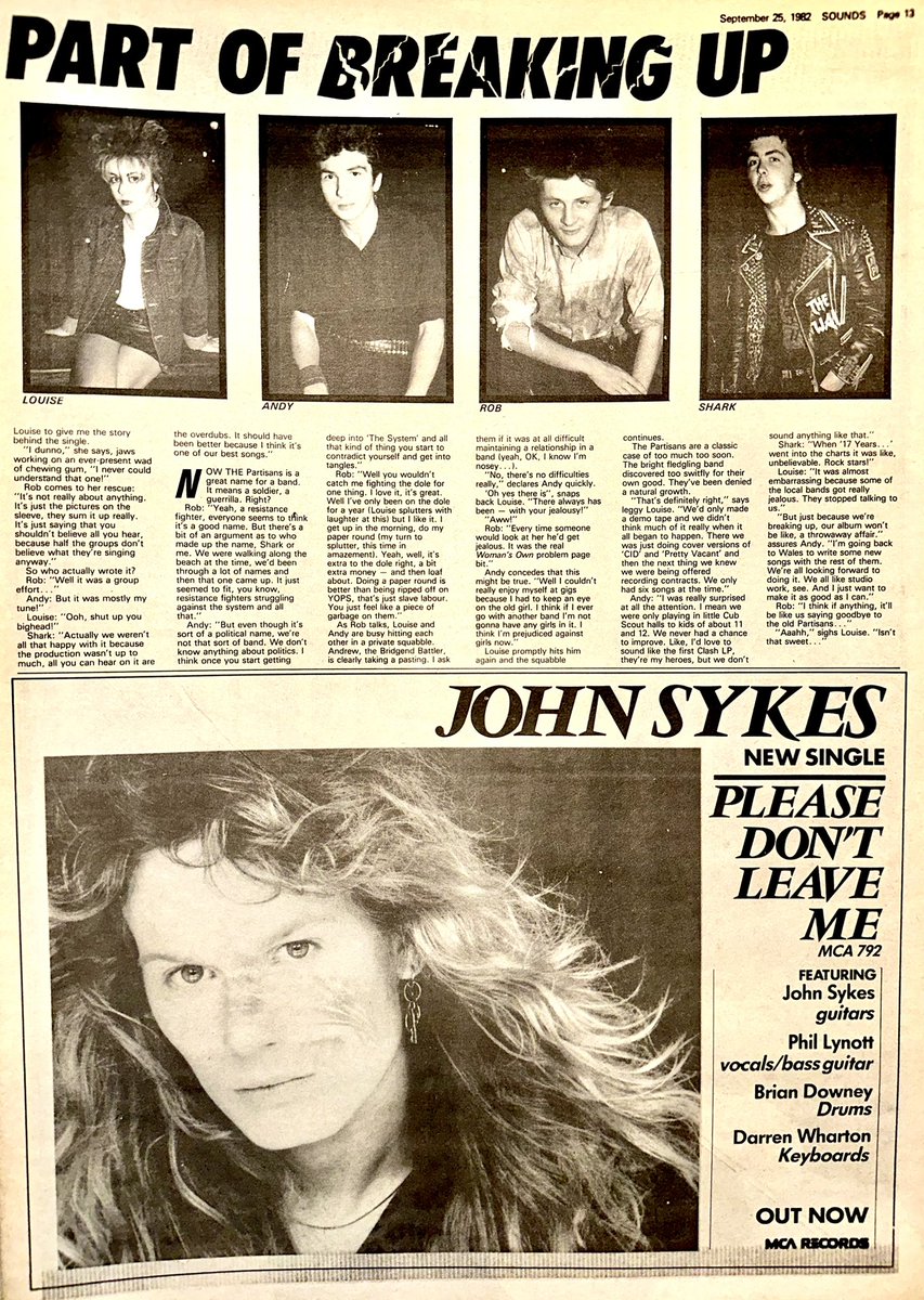 ZoundsAbound's tweet photo. Steve Keaton interviews Bridgend punksters, #ThePartisans on the verge of a slow motion break up.
Dave McCullough meets up with #SecretSeven & discuss all things Northern.
Michael Roots rounds up this week’s Reggae news.
@SteveMay_UK
Sounds Sep 25th 1982 https://t.co/kI3e26dHfM
