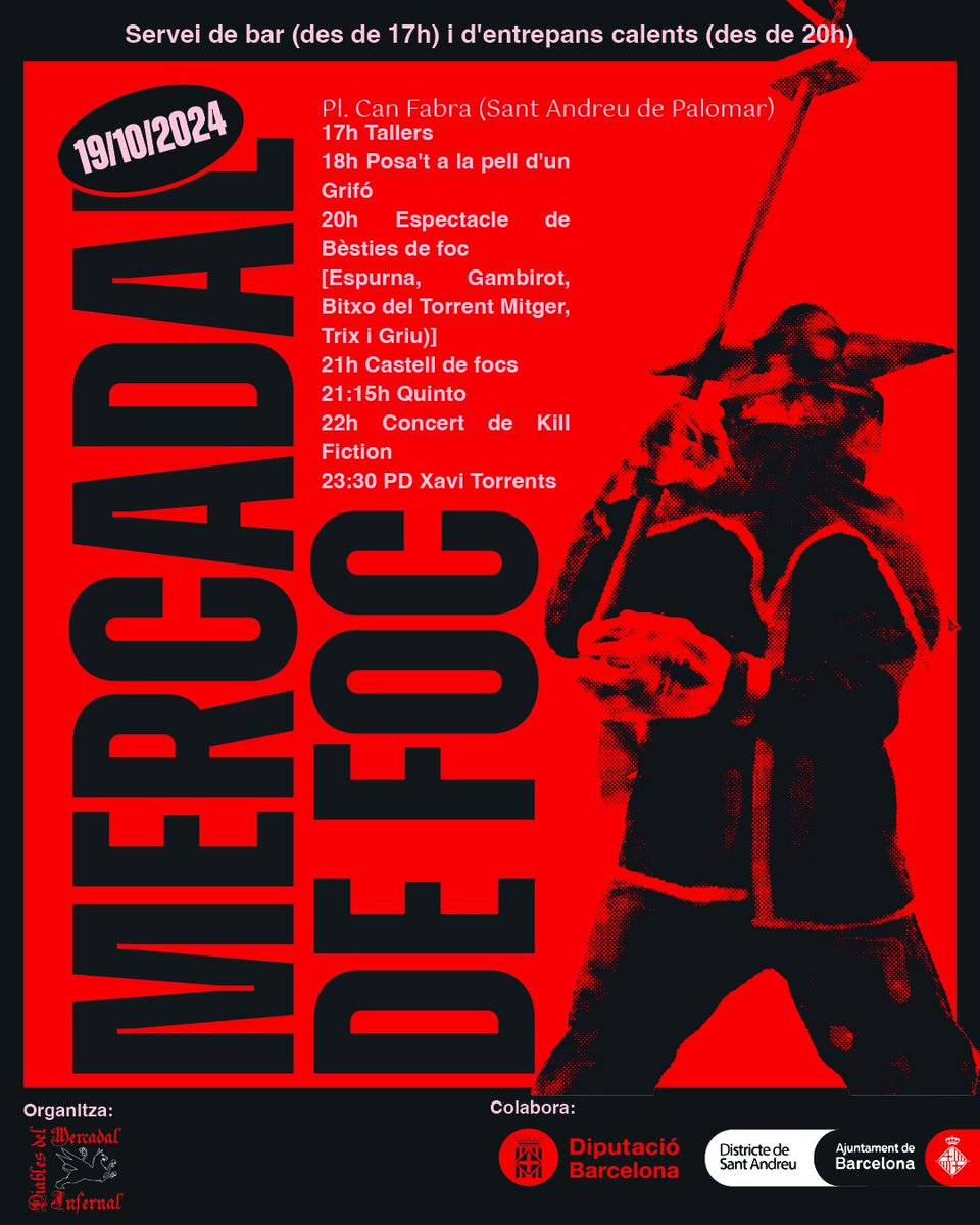 diablesmercadal's tweet image. Estem preparant un acte de foc molt potent! 🔥🔥🔥
Hi participaran les següents bèsties: El Bitxo del Torrent Mitger de @collabitxo, El Gambirot de @LaSatanica_, L&apos;Espurna de @DiablesTrapes i el nostre #Griu
Acabarem amb un castell de focs! A partir de les 20h
#MercadalDeFoc24