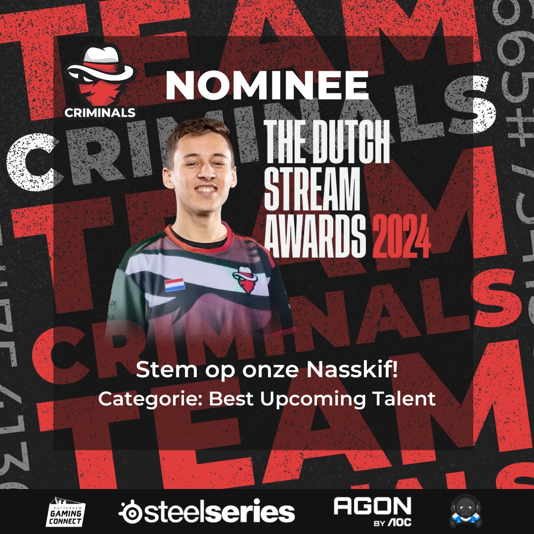 CriminalsORG's tweet photo. Onze Nassim doet mee aan de The Dutch Stream Awards in de categorie Best Upcoming talent!
Vergeet niet te stemmen en de link te gebruiken in onze Linktree!
#gaming #valorant #esports #dutchstreamawards #criminalstakingover https://t.co/821edtrAD1