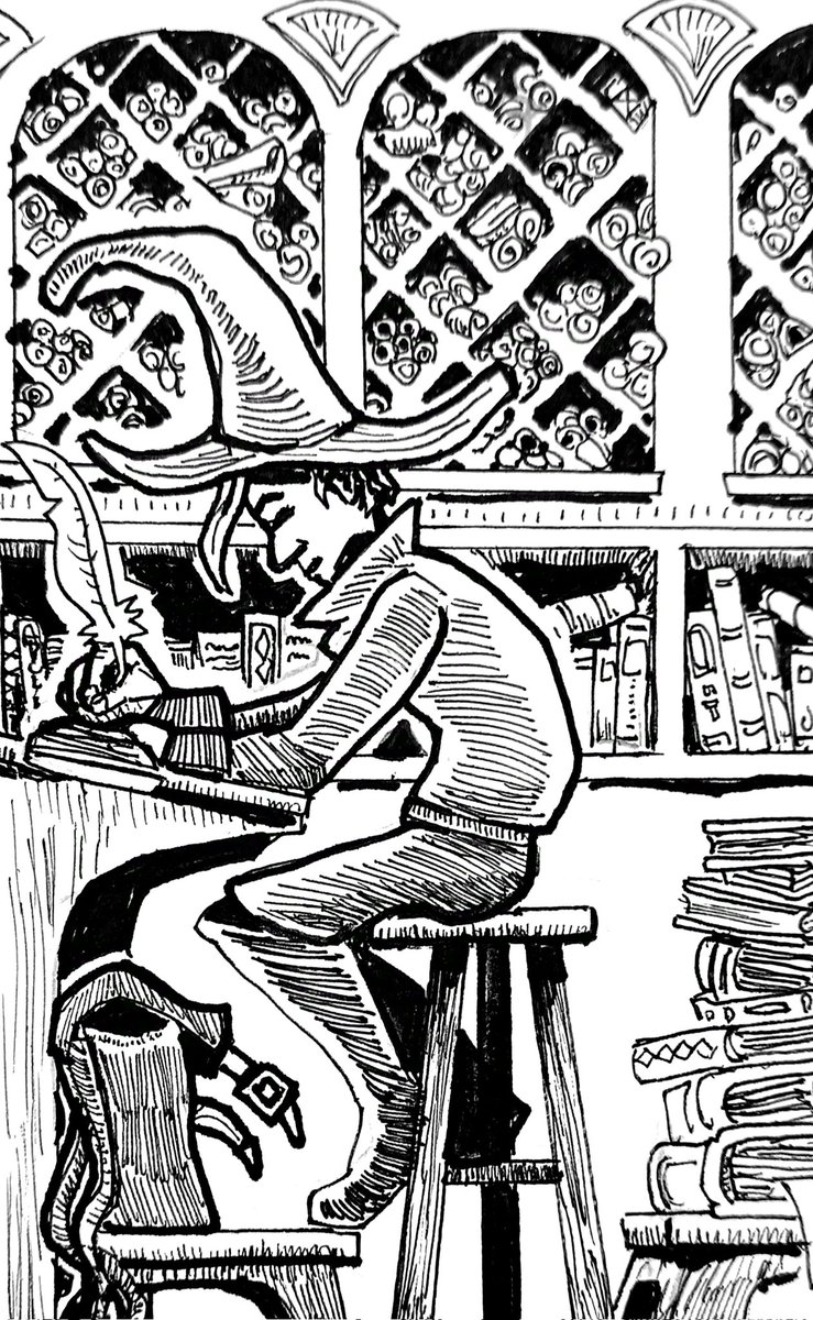 Danveron's tweet photo. #Inktober #Inktober2024 Day 17 Journal
"Querido diario:
Escribo desde la biblioteca de Costazurda. Para mí sorpresa está mucho mejor surtida de lo que esperaba en una ciudad como está. Durante un tiempo fue un templo de Veneratom, el dios de la longevidad y el conocimiento".
MD2 https://t.co/xaGAWModPJ