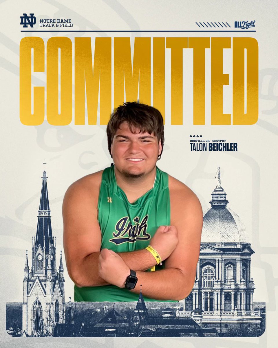 I’m very thankful and proud to announce I have accepted and offer to continue my track and field career at The University of Notre Dame #GoIrish