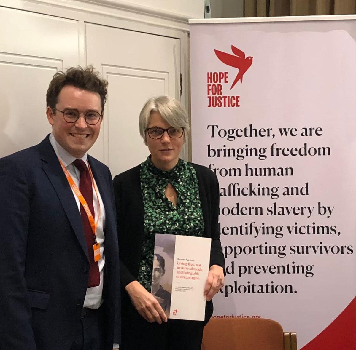 Today is #AntiSlaveryDay

Earlier this week, I attended the launch of a major report on how the UK can improve access to justice for survivors of modern slavery.

Thank you to <a href="/Hopeforjustice/">Hope for Justice</a> and <a href="/SarahChampionMP/">Sarah Champion</a> for hosting this important event. 

(1/2)