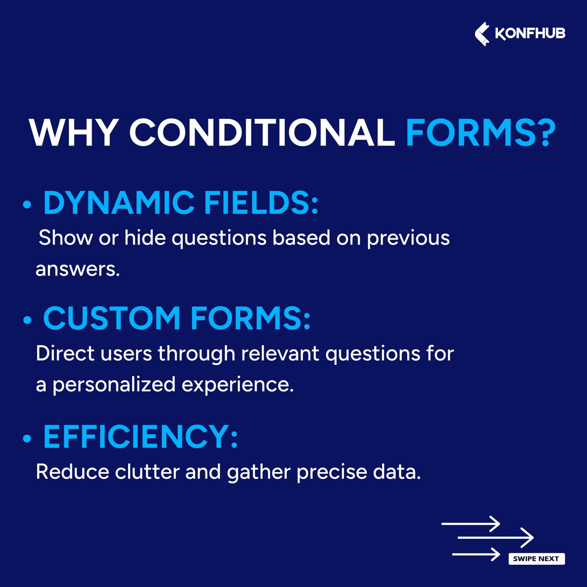 KonfHub's tweet image. Unlock the magic of personalized event registration with KonfHub&apos;s Conditional Forms! 🎉✨ 
Effortless setup, smarter data collection—let your event shine! 🌟

Check out this blog to know how - blog.konfhub.com/introducing-cu… 

#EventManagement #ConditionalForms #KonfHub