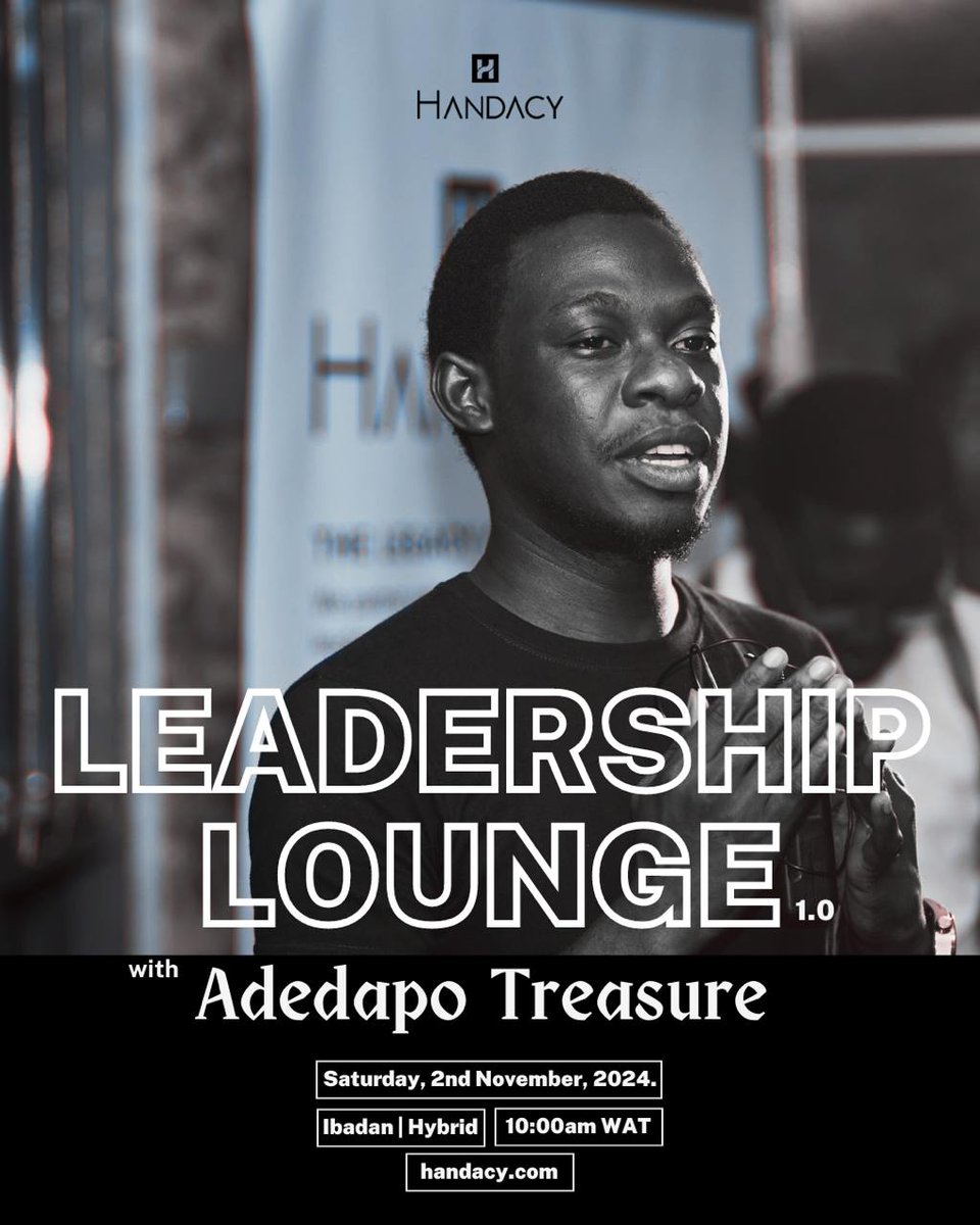 HandacyHQ's tweet photo. Do you want to unlock and elevate your full potential?

Are you ready to engage with dreamers, fellow visionaries and share ideas that will inspire growth?

Then JOIN Leadership Lounge with Adedapo Treasure to elevate your influence and unlock your full potential. https://t.co/u9qmNxoAcO