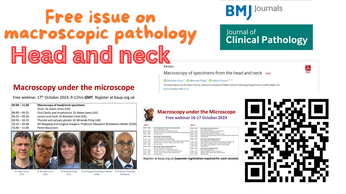 Head and neck pathology 🚨📷  and papers by some of the very authors speaking. And guess what? The entire March 2024 issue of the Journal of Clinical Pathology is FREE! 📷📷