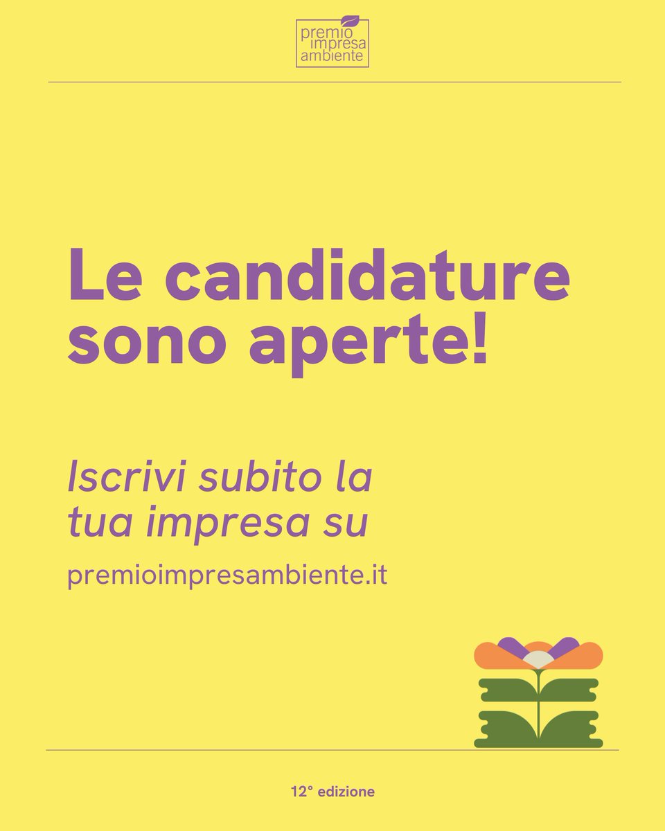 Premio Impresa Ambiente (@pia_xiiedizione) on Twitter photo Hai un’impresa che ha a cuore la sostenibilità e che ha portato avanti azioni concrete nel raggiungerla?
🌱Candidala subito al Premio Impresa Ambiente, la 12esima edizione ti aspetta!
…Presto tutte le novità, continua a seguirci😎
<a href="/unioncamere/">Unioncamere</a> <a href="/camcomVeRo/">Camera di Commercio di Venezia Rovigo</a> Hai un’impresa che ha a cuore la sostenibilità e che ha portato avanti azioni concrete nel raggiungerla?
🌱Candidala subito al Premio Impresa Ambiente, la 12esima edizione ti aspetta!
…Presto tutte le novità, continua a seguirci😎
<a href="/unioncamere/">Unioncamere</a> <a href="/camcomVeRo/">Camera di Commercio di Venezia Rovigo</a>