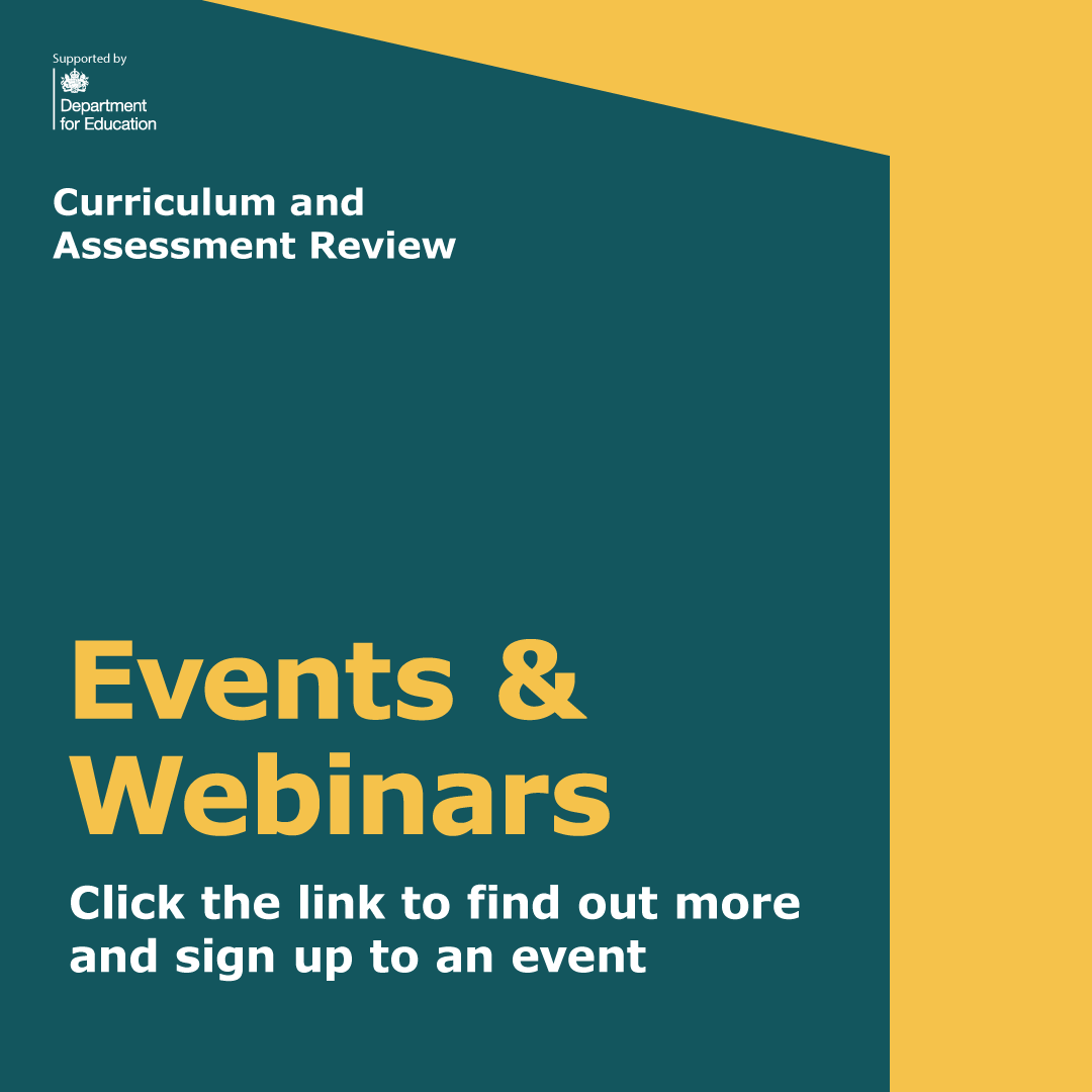The Curriculum and Assessment Review roadshow events start from next week, including online webinars and in-person events across the country.

Your experience and expertise can help to shape the future of education in England.

Find out more: orcula.com/curriculum-and…