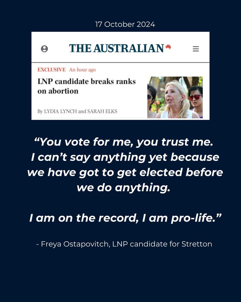 And there is it - the truth about the LNPs plans to wind back abortion laws. 

While David Crisafulli refuses to answer questions, his anti-abortion candidates are telling voters their real plans.