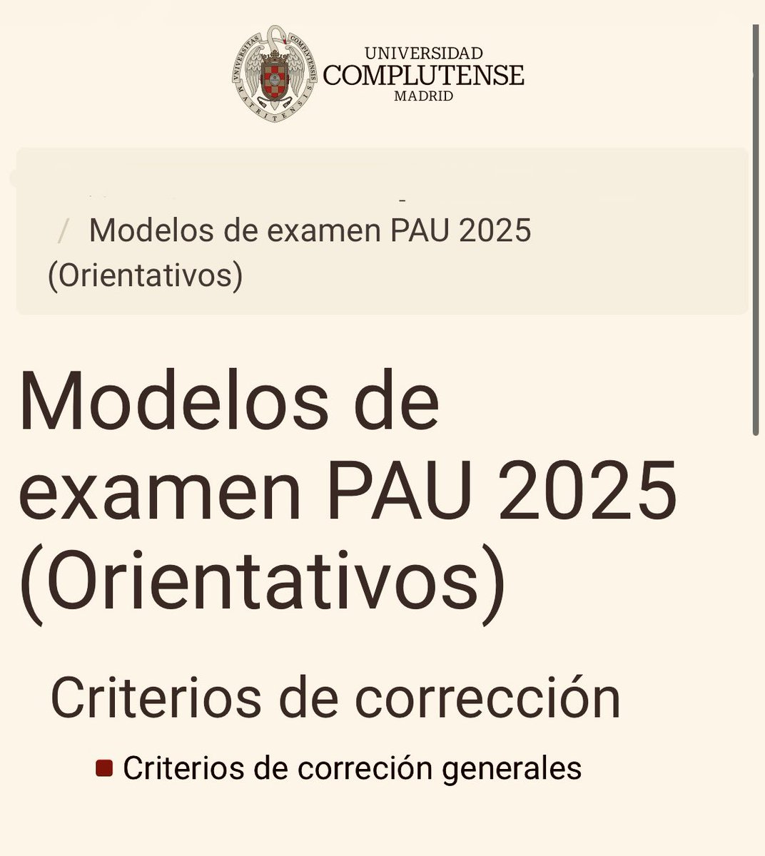 unicomplutense's tweet photo. Estos son los modelos de #examen de la nueva Prueba de Acceso a la Universidad #PAU2025 en #Madrid

🔗Descárgatelos en: https://t.co/0RMhugv4Cf

👉Los #cambios previstos implican que los #estudiantes podrán elegir en un único examen y ~en algunos apartados~ entre varias preguntas y que todos los exámenes incluirán alguna pregunta de carácter competencial ✨

#novedades
#accesoUniversidad 
#venalacomplutense