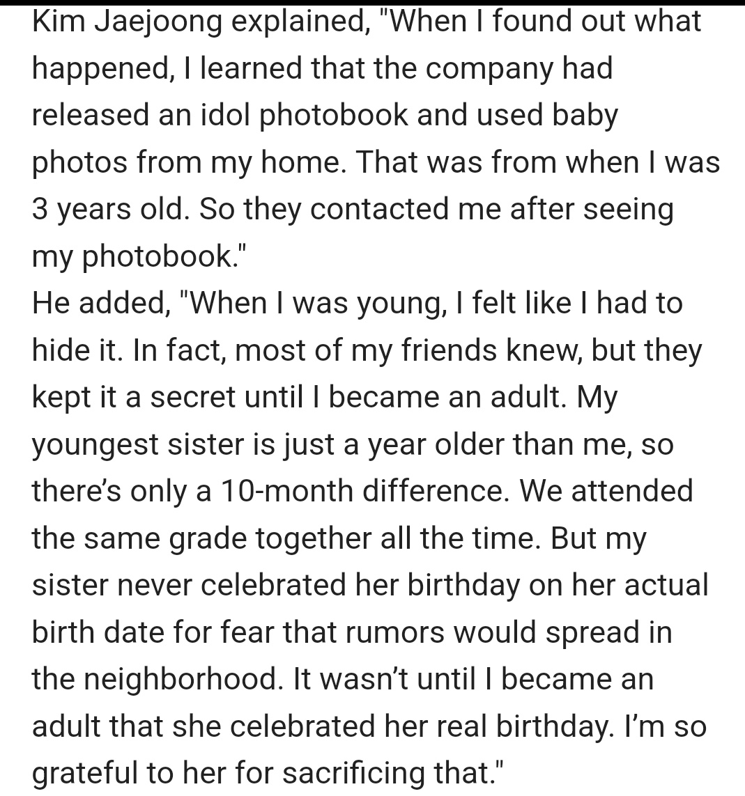 TheRebirthofJ's tweet photo. So Jaejoong found out he was adopted for the first time when he was filming MV for DBSK's "I believe".
And his adopted family knew he was their son because SM released the photobook of DBSK's members when they were babies...wild. Imagine if he didn't answer that call 🥲 https://t.co/tBaUefS8Oe