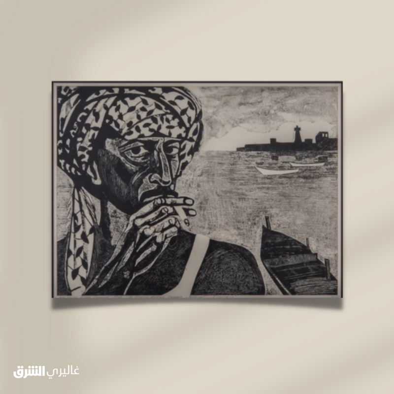 galleryasharq's tweet photo. البحارة...حفر على كرتون من عمل الفنان #السعودي عبدالستار الموسى #غاليري_الشرق