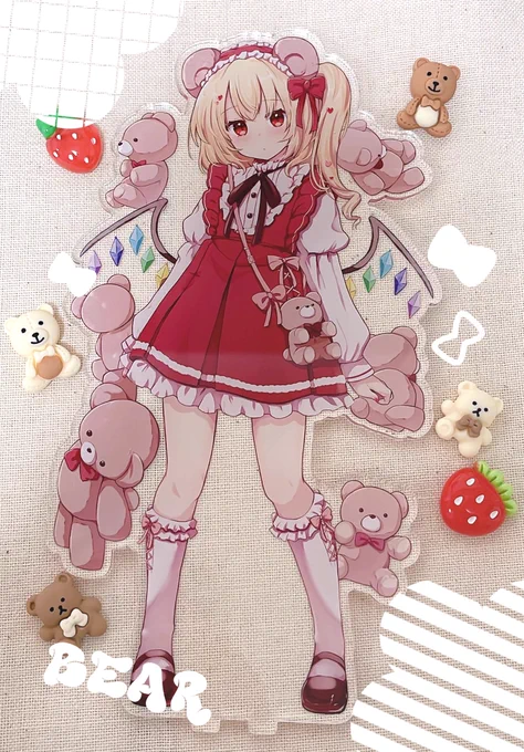 【頒布物サンプルその①】■BIGアクリルスタンド高さ約19cmのビッグサイズです!A.お菓子モチーフB.クマモチーフ(イラスト:ばらむさん)の2種類用意してます!※装飾はイメージです#秋季例大祭11 