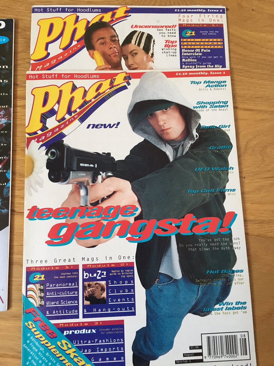 mrsimonharris's tweet photo. @looksunfamiliar May I present Phat (“Hot stuff for Hoodlums” - Skate/Anime/Gaming/Noises; published @ ‘93) and Lime Lizard, the great indie mag @ ‘91. https://t.co/on7Eufasue