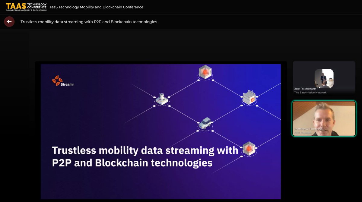 Thank you to Matthew Fontana, CEO at Streamr Network, for their talk on 'Trustless mobility data streaming with P2P and Blockchain technologies'! 

Missed it? Register now and receive on-demand content! taas.technology/register 

#TaasConference #TaasOnline