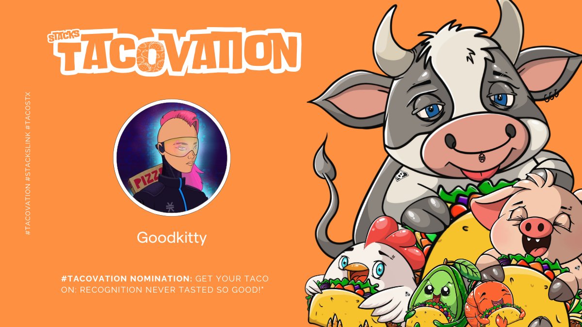 ReeceSwanepoel's tweet image. Pssstt... @thiskittyisgood !
Here&apos;s a 🌮 out of huge gratitude 
Thank you for dealing with us artists and for the amount of love you inject into art and this ecosystem!
Everyone knows by now that I wouldn&apos;t even be here if it wasn&apos;t for you 🫂 
#StacksLink
#Tacovation