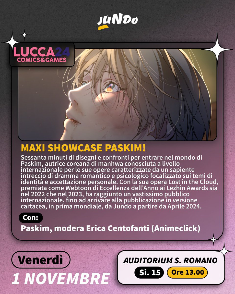 unbelie59450654's tweet photo. Here's all the info for the Showcase of Paskim in Lucca C&G 2024!
Unlike previously announced by Lucca C&G, after an internal reorganization of the fair, the SHOWCASE will be at FREE ACCESS 💥 therefore there will be no need to book a place to participate!!!
The Showcase will be on Friday 1 November at the San Romano Auditorium at 1 PM!
VERY IMPORTANT: it will be forbidden to take photos and videos during the showcase, we count on all of you for your collaboration 🙏