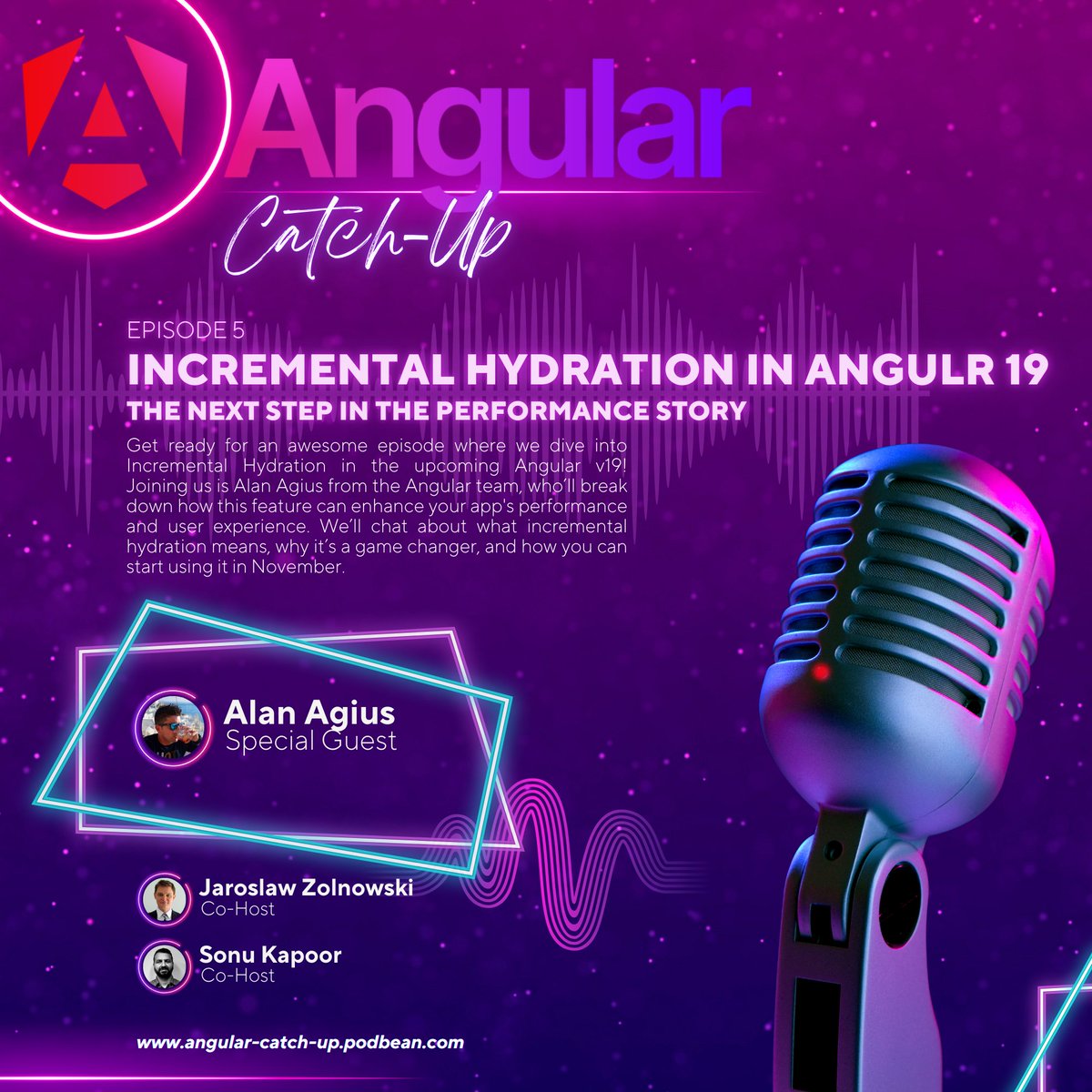Jarosław Żołnowski (@jarekzolnowski) on Twitter photo Get ready for the next Angular Catch-Up episode! 🎉 We’ll dive into Incremental Hydration in the upcoming Angular v19 with special guest <a href="/AlanAgius4/">Alan Agius</a> from the <a href="/angular/">Angular</a> team. 🚀
Find out how this game-changing feature boosts performance and user experience. 
Don’t miss it! 🎙️ Get ready for the next Angular Catch-Up episode! 🎉 We’ll dive into Incremental Hydration in the upcoming Angular v19 with special guest <a href="/AlanAgius4/">Alan Agius</a> from the <a href="/angular/">Angular</a> team. 🚀
Find out how this game-changing feature boosts performance and user experience. 
Don’t miss it! 🎙️