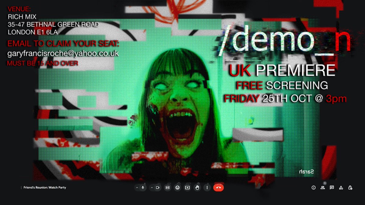gary_f_roche's tweet photo. A handful of seats are already taken for the UK PREMIERE SCREENING for /demo_n.

Email me if you're interested in seeing it so I can add you to the list.

This film has sequences of flickering images which may affect viewers who're susceptible to photosensitive epilepsy. https://t.co/6m0p3PBZdf