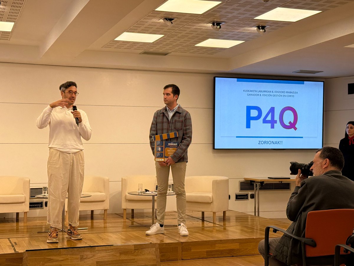 EUSKALIT's tweet image. 🏆🎞️ ¡Nuestra enhorabuena a #P4Q por hacerse con el Premio Gestión en Corto de esta octava edición! Se trata de la categoría en la que la valoración del jurado tiene mayor peso. El premio consiste en un bono para la adquisición de material video-gráfico valorado en 1000€.

💖