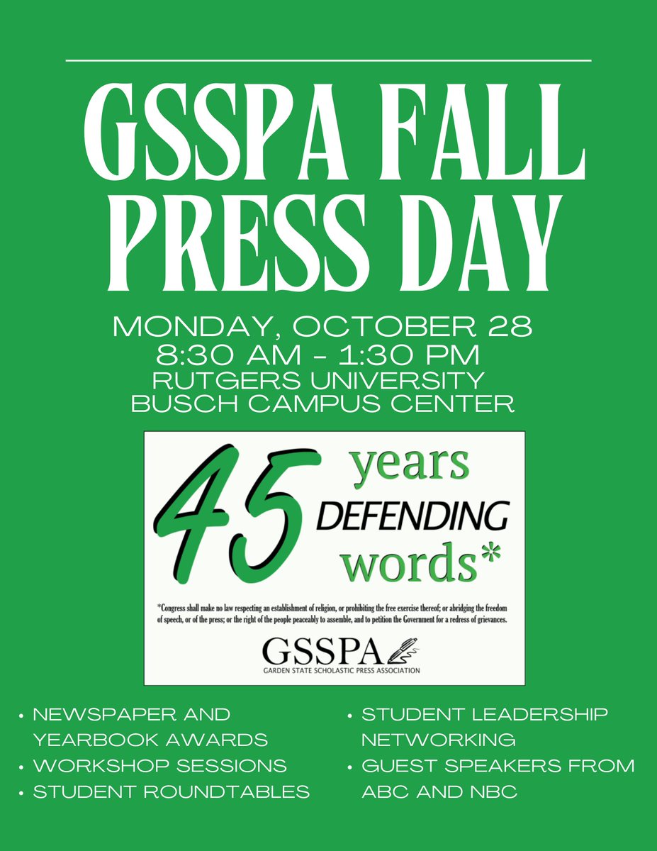 We're going. Are you? <a href="/GSSPA/">GSSPA</a> #scholasticjournalism #njjournalism #journalism
