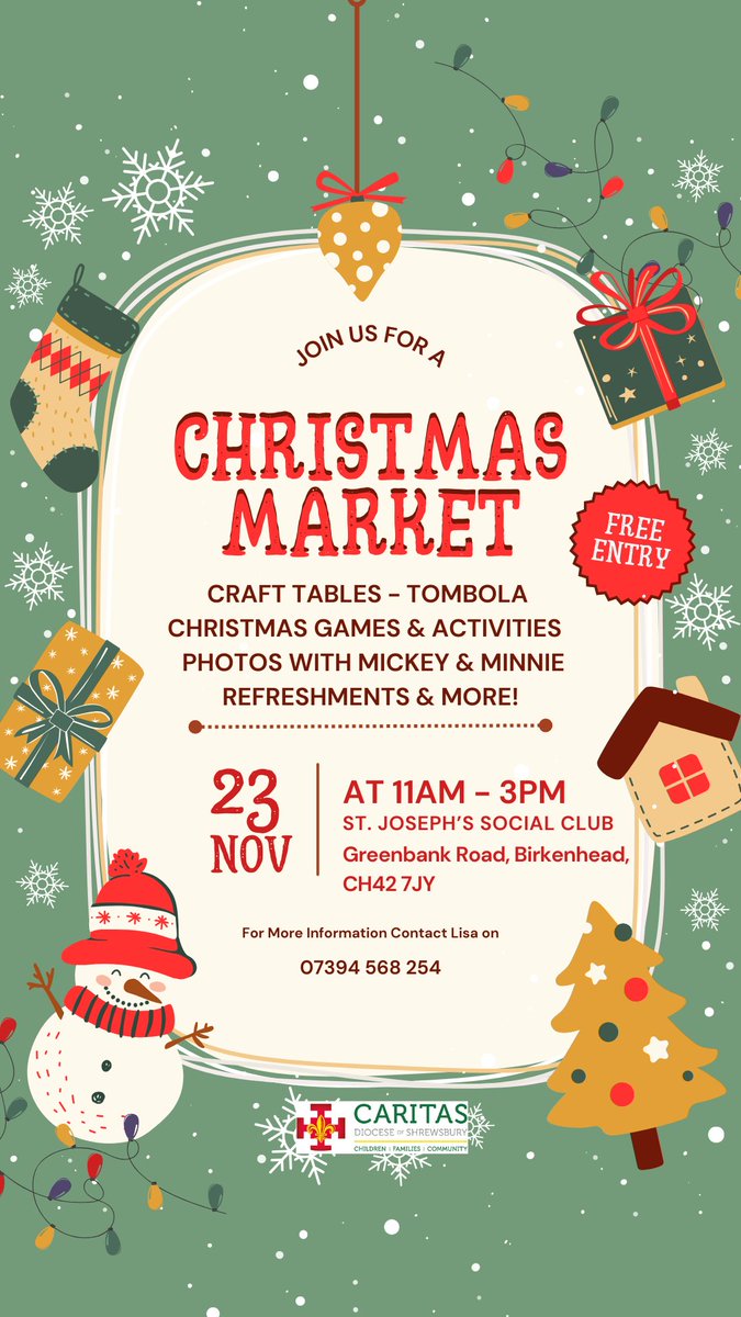 What are you most excited about? 🎅 Share in the comments below! Whether it's the glitter tattoos, the craft tables, or just enjoying tea &amp; coffee, we can’t wait to see you all at our Christmas Market on 23rd November! ☕ 🎄#ChristmasMarket #ExcitementBuilding #BirkenheadEvents