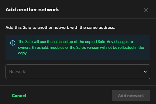 fuyu256x's tweet photo. now officially possible to add another network to the same address on @safe wallet!? gr8 https://t.co/3JJ8clpq3i
