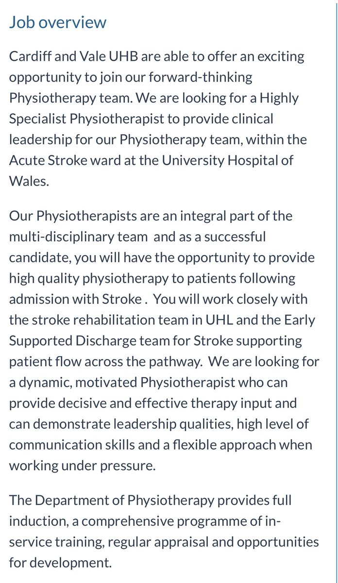 🌟Acute Stroke Physiotherapist post out now🌟
