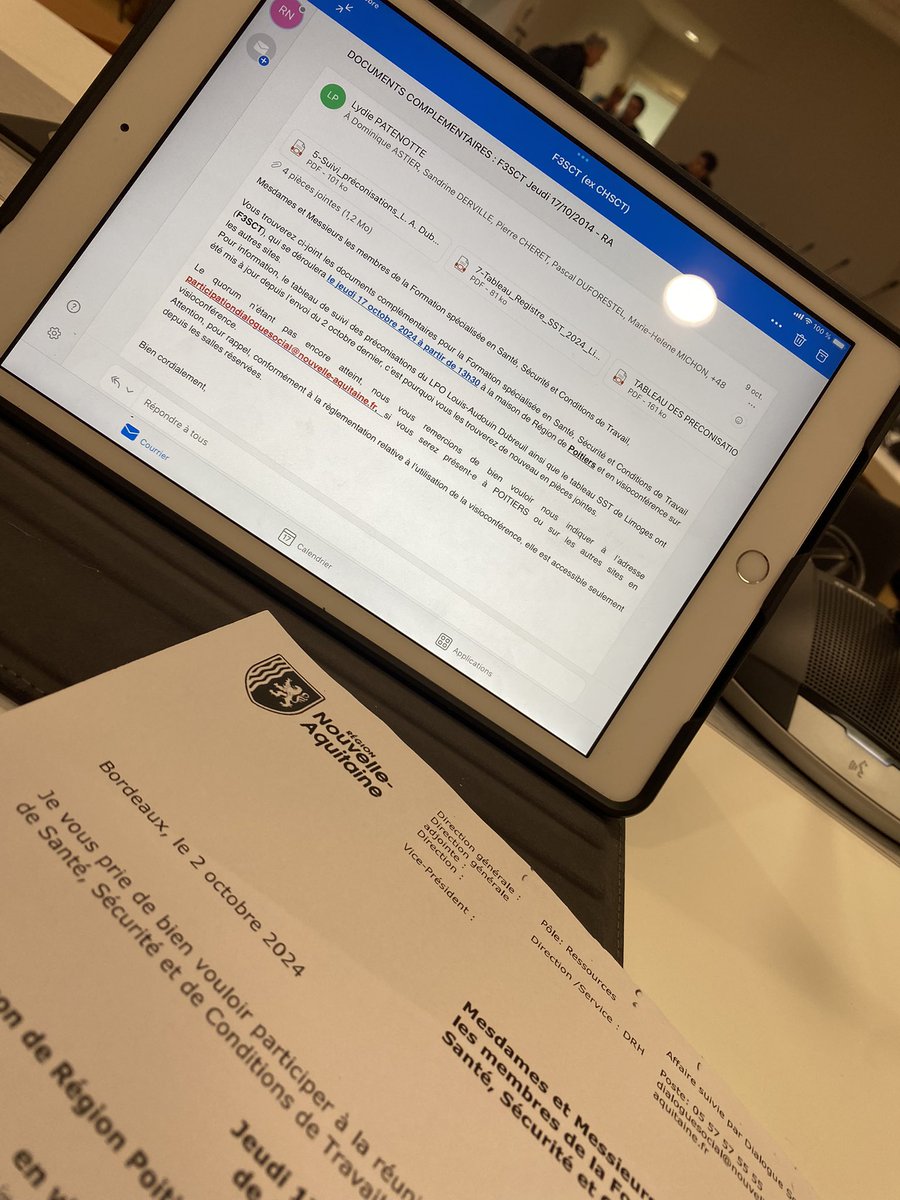 A la rencontre des représentants des agents avec la réunion de la F3SCT.
#nouvelleaquitaine #LR #syndicats
