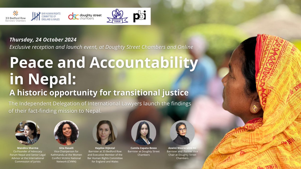 🚨One week to go! 🚨

🤔Interested to learn more about Nepal &amp; transitional justice?

🤝Keen to engage with global human rights activists &amp; lawyers, over food &amp; drinks in London or online?

✏️Sign up now at the following link: bit.ly/3MpvSeZ
#IDILNepal