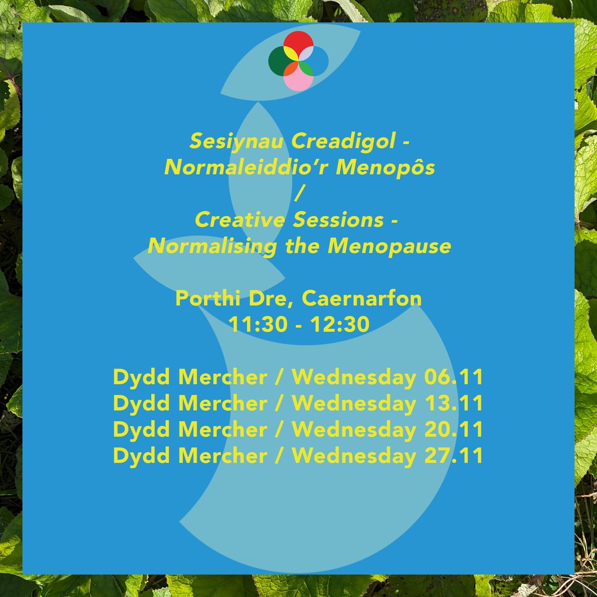 ✨Dyddiadau sesiynau creadigol mis Tachwedd yn Porthi Dre, Caernarfon✨