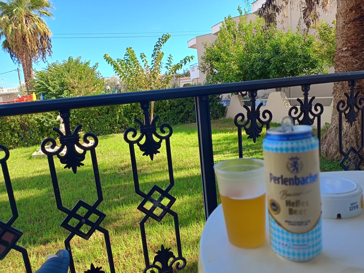 Kevjts's tweet photo. @realaletoday In Rhodes trying a Lidl Perlenbacher Helles, not too shabby especially at €1 a tin, wonder if UK will start stocking? https://t.co/zETmxnigNE