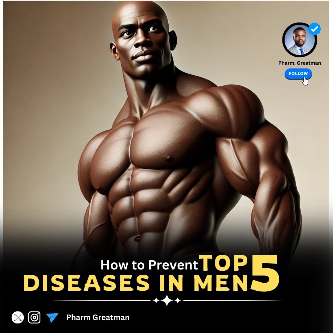 OGreat6's tweet photo. Men, did you know that a few simple lifestyle changes could help you avoid some of the most common health risks?

From your heart health to cancer prevention, here are 5 diseases you should know about, and how to reduce your risk 

A thread https://t.co/caYuvYMILK