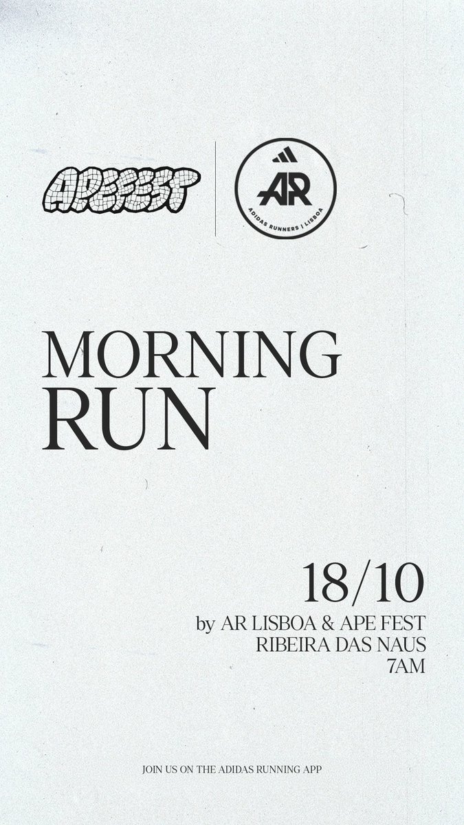 Apes! Tomorrow is the day!

If you didn’t claim a tokenproof, don’t worry! Come along and join us for the morning!

Download the <a href="/adidasrunning/">adidas Running</a> app and join the Ape Run!