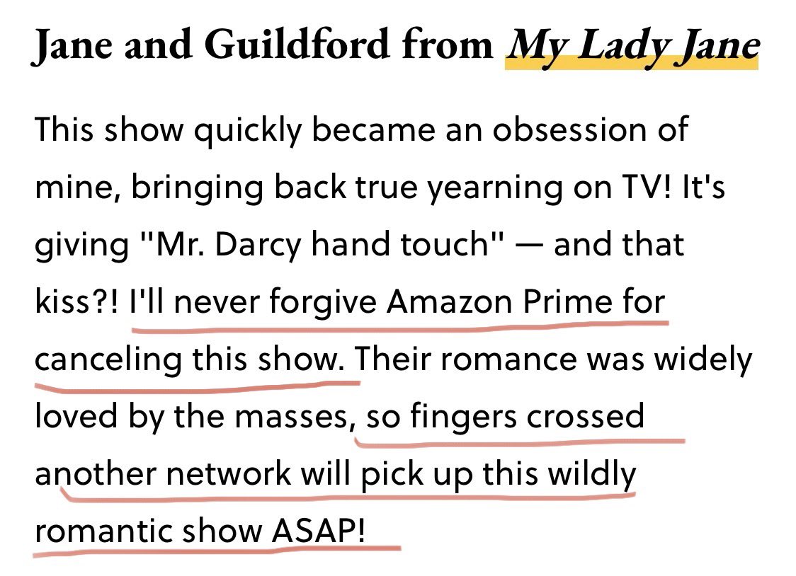 My Lady Jane makes another "best of" list: 20 Absolute Best TV Kisses of All Time. Thank you to <a href="/BritandCo/">Brit + Co</a> for seeing the off the charts chemistry! We are crossing our fingers another network picks it up too! <a href="/AppleTV/">Apple TV</a> <a href="/PrimeVideo/">Prime Video</a> #SaveMyLadyJane brit.co/best-tv-kisses/