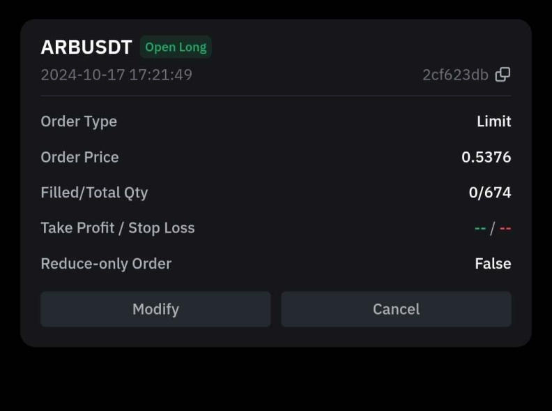 $100 > $500 Challenge: 

$ARB #ARB Long Trade: 
Entry: 0.5376 
Take Profit: 0.5659 
Stop Loss: 0.5218 

Leverage: 16x 
Margin: $23 
Balance: $96.20