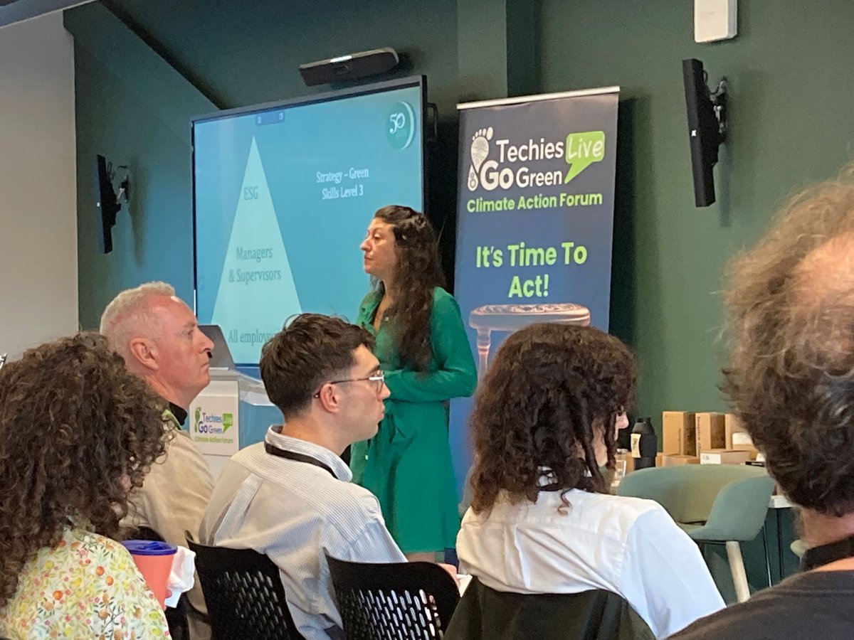BizBioIrl's tweet photo. BFBI Head of Operations Iseult Sheehy is at the @TechiesGoGreen Live event - #ClimateActionForum - and Raquel Noboa, founder and CEO of #FiftyShadesGreener is speaking about developing a #sustainability programme for @HotelDoolin 🌱@IHFcomms https://t.co/SM4tLz6sRS