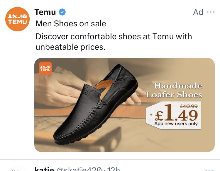retrometronome's tweet photo. These £1.49 handmade loafers just scream ethical don’t they? https://t.co/D0CuS5Mslq