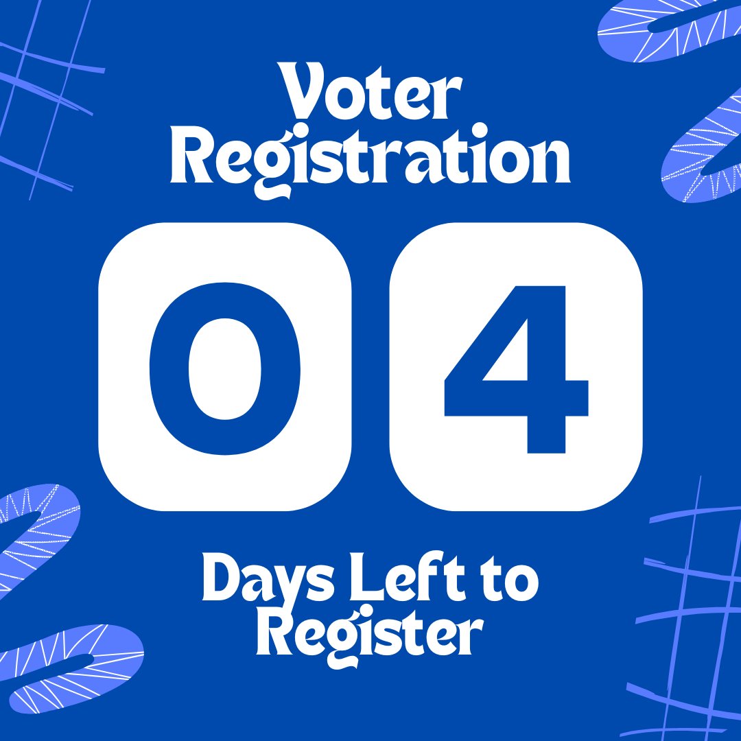 There are only 4 days left to Register to vote in PA! Make sure you get registered!
