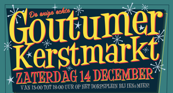Zaterdag 14 December de enige echte Goutumer Kerstmarkt 
Van 13:00 tot 18:00 op het dorpsplein b... goutum.info/2024/10/17/zat…