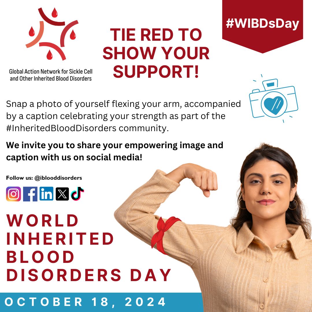 IBloodDisorders's tweet photo. World Inherited Blood Disorders Day is TOMORROW!
Join us in celebrating the strength and resilience of all those affected by hashtag#InheritedBloodDisorders.
Join GANSID #TieRed campaign, Share your photo with us using hashtag #WorldInheritedBloodDisordersDay https://t.co/kcQvWiCOe0