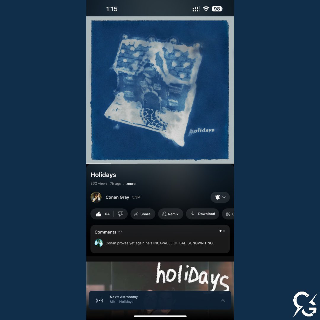 conangrayphil's tweet photo. filo coneheads 🇵🇭!! conan’s new song “holidays” is out on spotify, apple music and all streaming platforms. tell us what you think in the comments 🩵

 {@conangray @coneworldhq}
.
.
#conangrayphil #conangrayph #conangray #conegray https://t.co/KKc1LucdZp