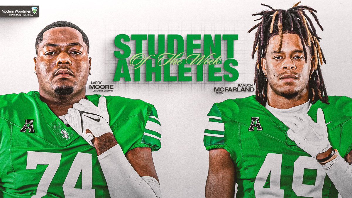MeanGreenFB's tweet photo. Congrats to our Student-Athletes of the Week, 
@_LMOORE74 and @_Kam5_ ! 💯📚

#GMG🦅 | #BTB https://t.co/12u0DrBL9p