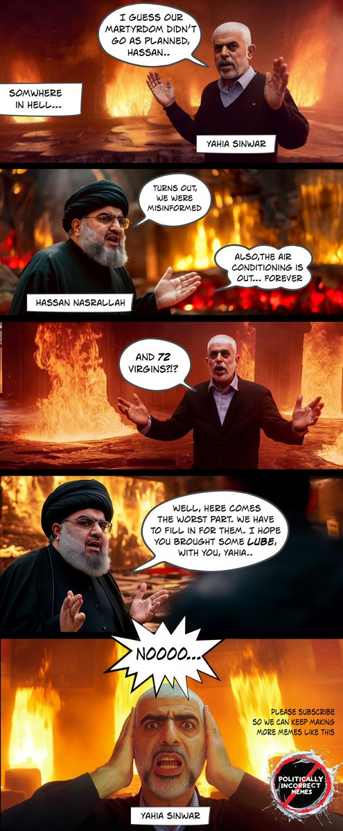 Meanwhile Yahia Sinwar finds himself in a very hot place