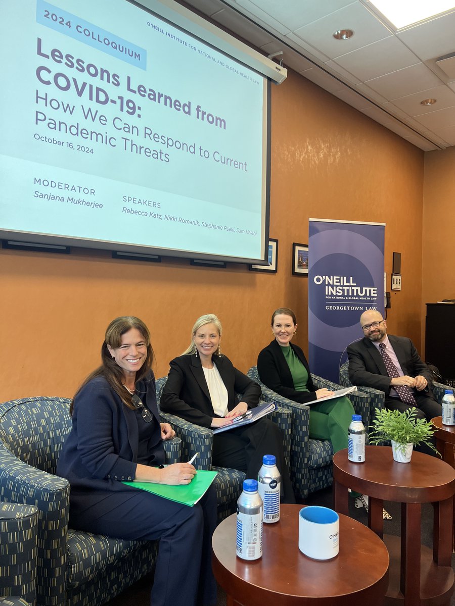Lawrence Gostin (@lawrencegostin) on Twitter photo Thank you to our fantastic <a href="/oneillinstitute/">O'Neill Institute</a> Colloquium panelists <a href="/RebeccaKatz5/">Rebecca Katz</a> (<a href="/Georgetown_GHSS/">The Center for Global Health Science & Security</a>), <a href="/NikkiRomanik/">Dr. Nikki Romanik</a>, Sam Halabi, & <a href="/spsaki/">Dr. Stephanie Psaki</a> (<a href="/HHSgov/">HHS.gov</a>)
@Sanjanam27 moderated a deeply insightful discussion on #Pandemic preparedness & response, including 2 senior <a href="/WhiteHouse/">The White House</a> officials Thank you to our fantastic <a href="/oneillinstitute/">O'Neill Institute</a> Colloquium panelists <a href="/RebeccaKatz5/">Rebecca Katz</a> (<a href="/Georgetown_GHSS/">The Center for Global Health Science & Security</a>), <a href="/NikkiRomanik/">Dr. Nikki Romanik</a>, Sam Halabi, & <a href="/spsaki/">Dr. Stephanie Psaki</a> (<a href="/HHSgov/">HHS.gov</a>)
@Sanjanam27 moderated a deeply insightful discussion on #Pandemic preparedness & response, including 2 senior <a href="/WhiteHouse/">The White House</a> officials