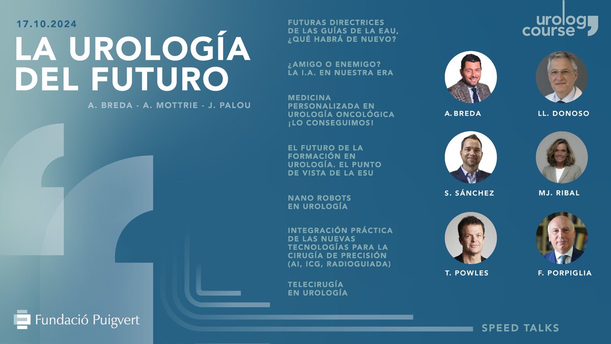 57_UroPuigvert's tweet photo. Finally is here! The Future of Urology session!
We will have 6 experts that will dive us on what is in the future of #UroLIT #UroFUNC #UroONCO #UroPED and #UroREC 🔝🌏
@MariaJRibal @hospitalclinic
@ldonosobach @hospitalclinic
@samuelnanobots
@albertobreda1
@PorpigliaF @unito https://t.co/VhtNvPyVtT