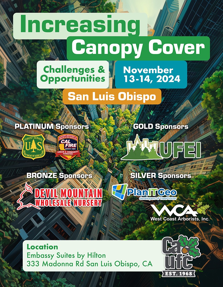 Registration is now open for California Urban Forests Council's Conference in San Luis Obispo on November 13-14, 2024. caufc.org/.../increasing…