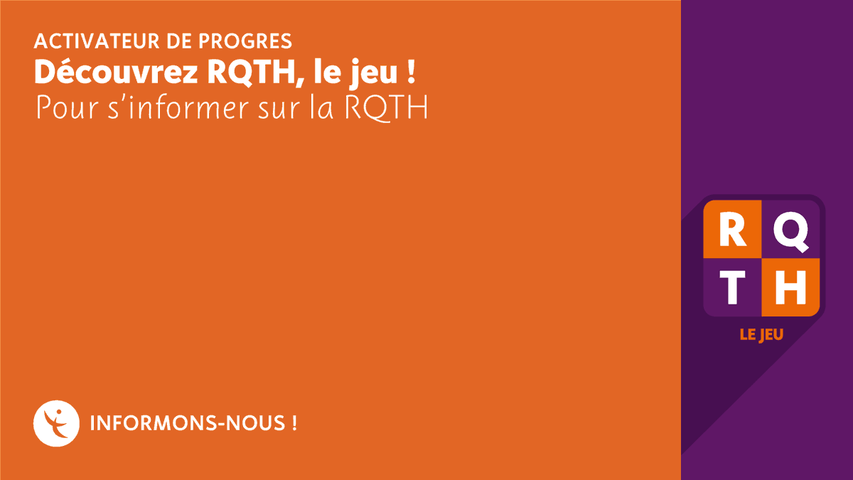 Agefiph_'s tweet photo. #Activateurdeprogres : Besoin d'informer sur la Reconnaissance de la Qualité de Travailleur Handicapé au sein de votre entreprise ? Découvrez #RQTH, le jeu ! 😉
Un jeu de cartes collaboratif pour sensibiliser vos collaborateurs.
En savoir plus : https://t.co/7j2vFGCvqe https://t.co/32Nak2GRJm