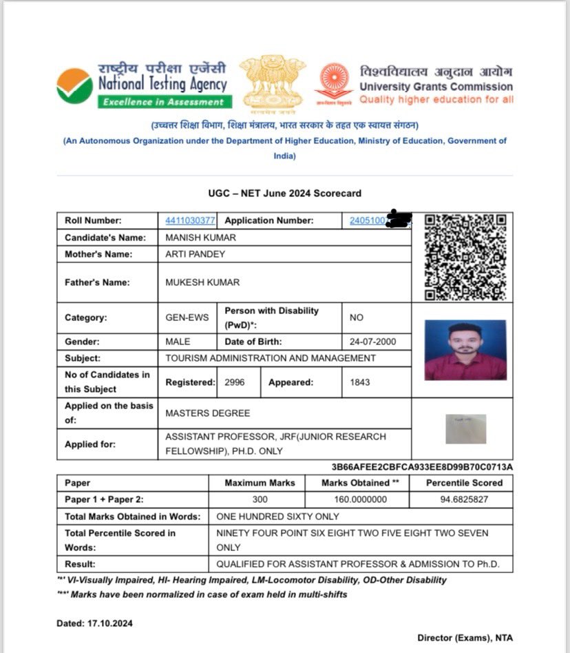 MPandey247's tweet photo. I am very happy share that i have qualified UGC-NET 2024  #UGCNET https://t.co/69b8lEpKAA