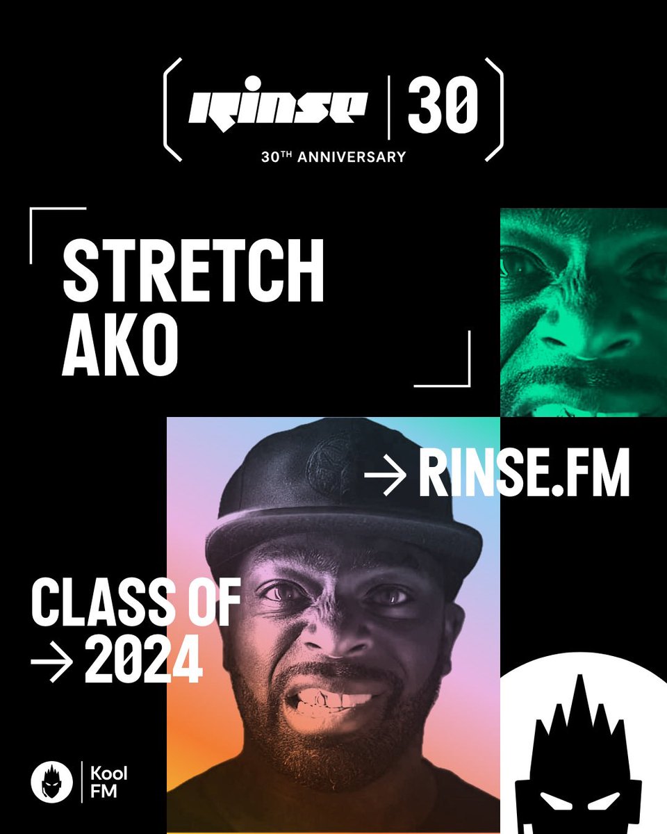 Stretch_AKO's tweet photo. Rinse Class of 2024. 
Been an honour to represent  @koolfmofficial under @rinse.fm 

It’s been nothing but amazing and fun to do the monthly @akobeatz / Reinforced Jungle Show. Thank you to everyone who supported and been locked in.  

Happy Birthday @rinse.fm 💙 https://t.co/mWX3IQ3EUg